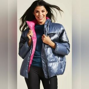 Peloton Metallic Blue and Pink Puffer Jacket